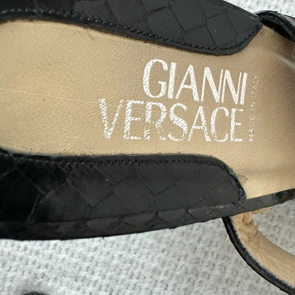 Vintage Gianni Versace Black Snakeskin Sandals 5.5 - Picture 4 of 7